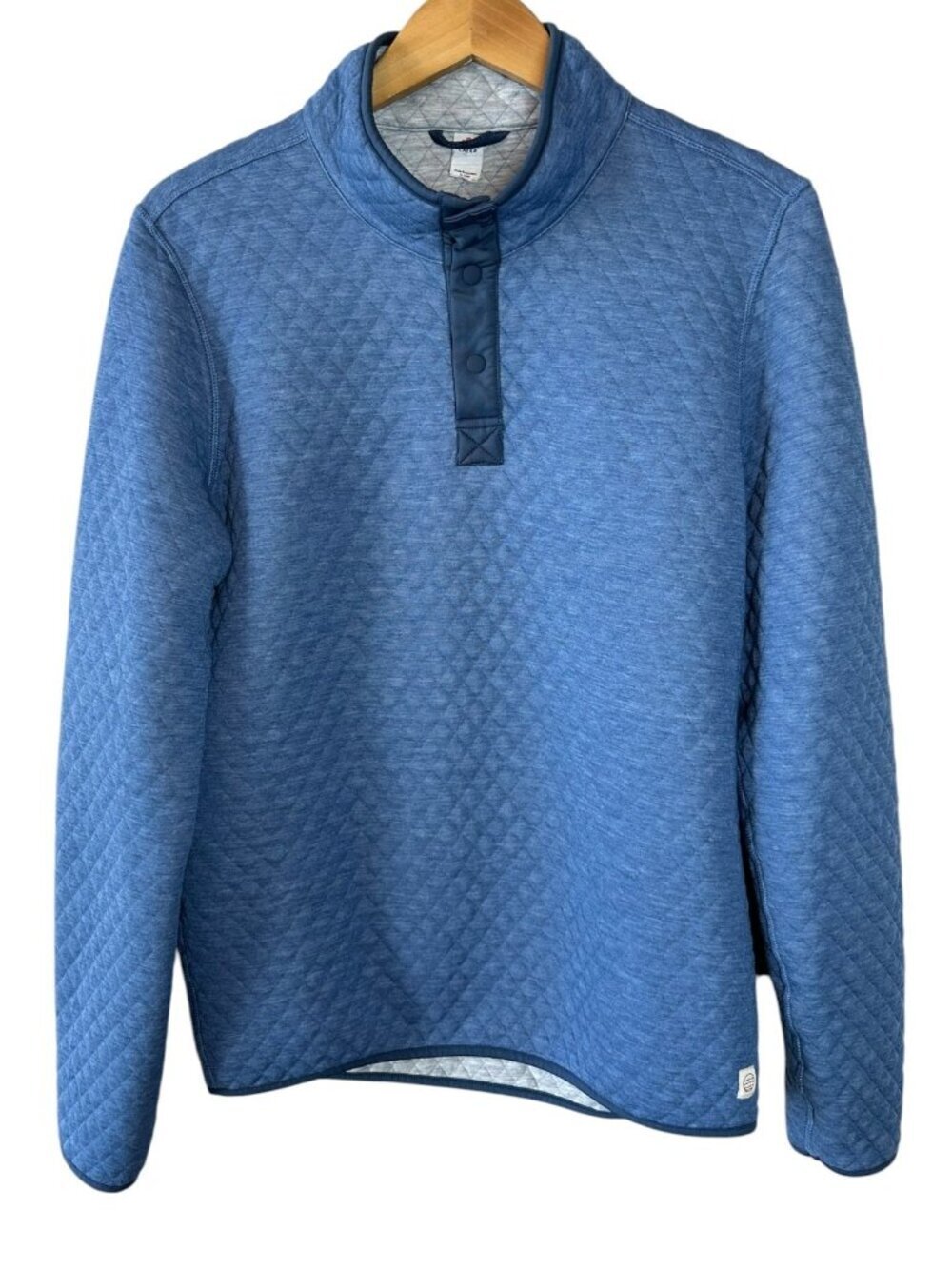Marine Layer Corbet Quilted Pullover Blue Snap Mock Neck Mens Size M